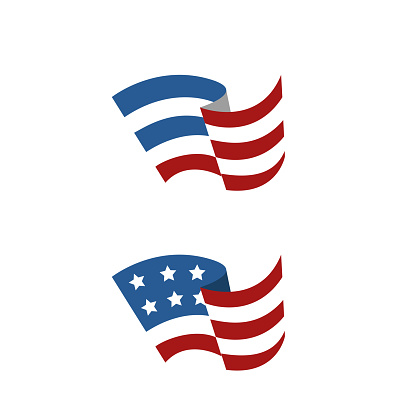 Abstract Simple Flag vector icon of United States of America