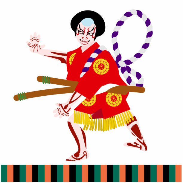 японское традиционное искусство кабуки - kabuki stock illustrations