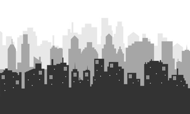 istock Silhouette city building in the morning and bright sky 1207422278