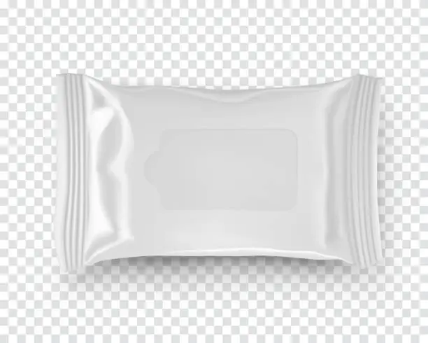Vector illustration of Realistic mockup of wet wipe flow pack