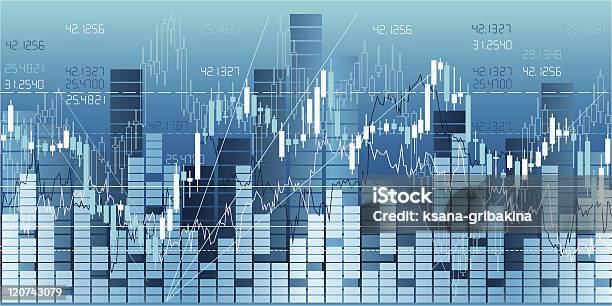Финансовая Диаграмма Анализ Пограничных — стоковая векторная графика и другие изображения на тему Насдак - Насдак, Табло котировок, Анализировать