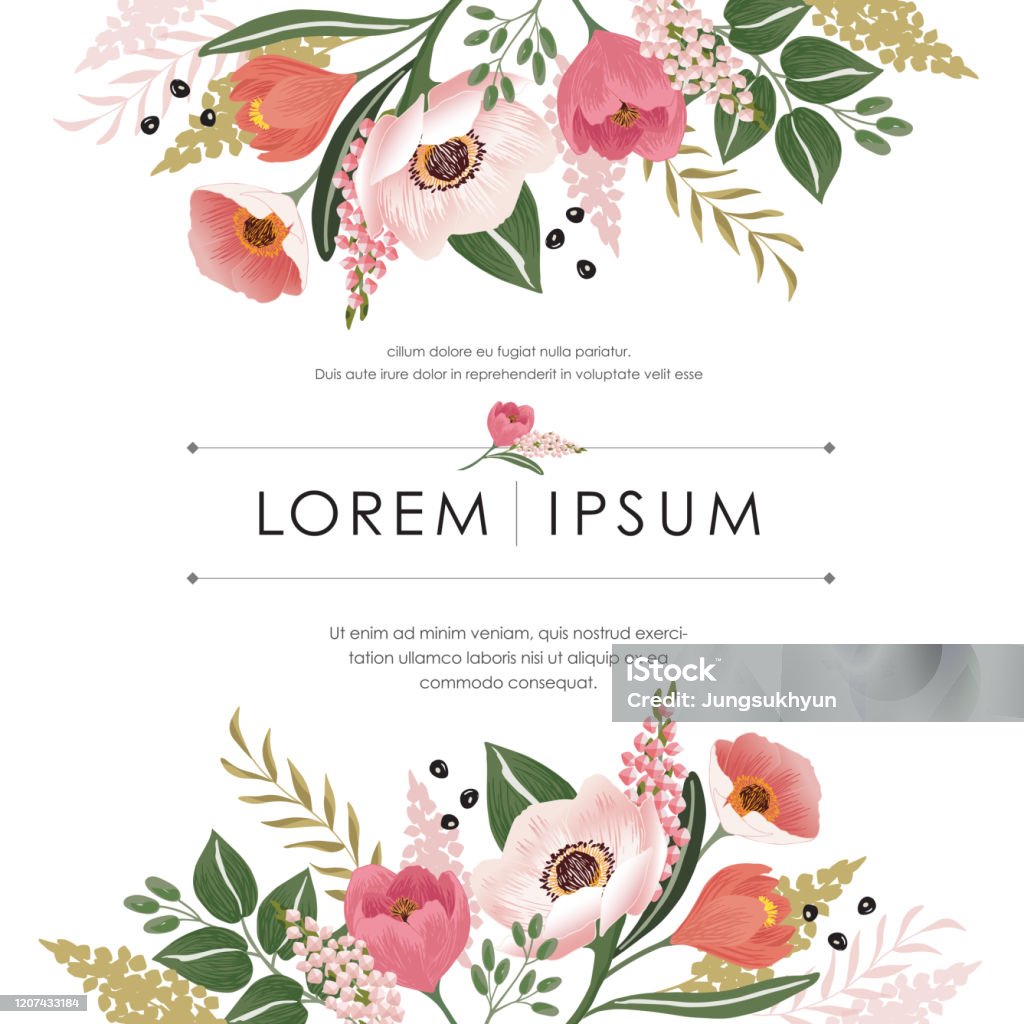 Vector Illustration Of A Beatiful Crocus Floral Frame For Wedding ...