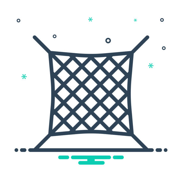 Net grid Icon for net, grid, mesh, protection, trap, catch, fishery, safety, safety net safety net stock illustrations