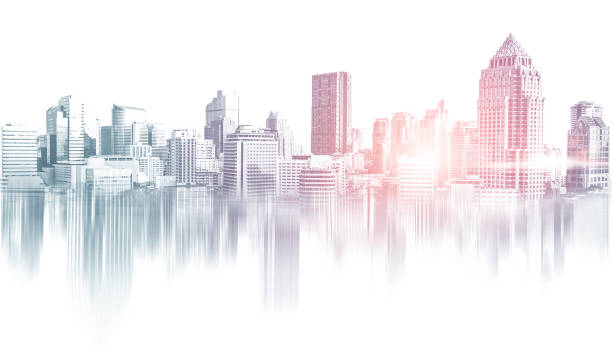 istock Abstract city building skyline metropolitan area. 1207436954