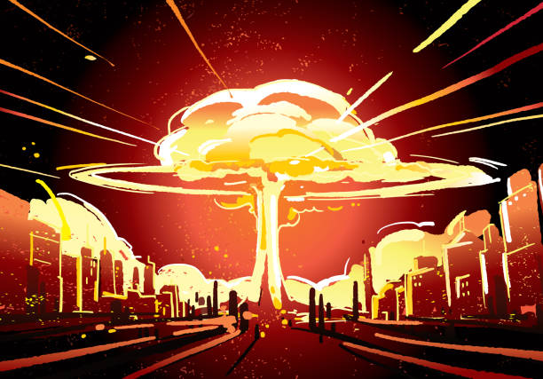 atombombe explosion illustration vektor - mushroom cloud stock-grafiken, -clipart, -cartoons und -symbole