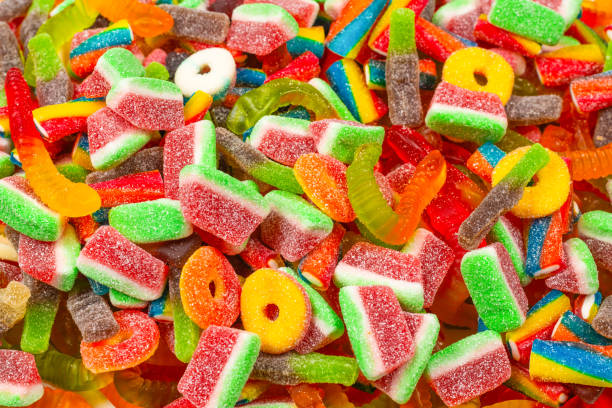 istock Assorted gummy candies. Top view. Jelly  sweets background. 1207439054