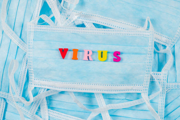 istock Colorful word virus on protective masks. 1207439056