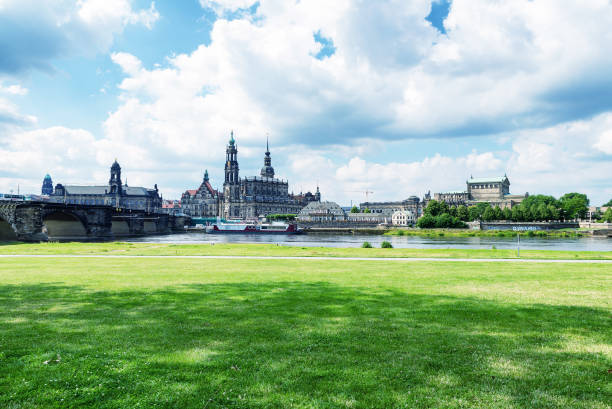 istock Neustadt architecture and park along Elber river, Dresden - Germany 1207440008