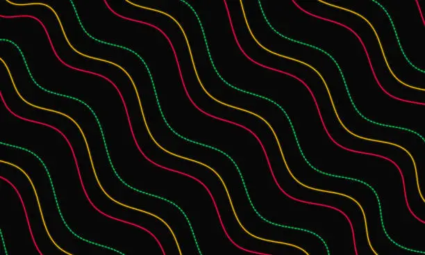 Vector illustration of colorful wavy lines with black background