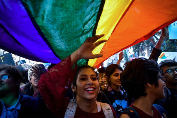 인도 콜카타의 프라이드 워크 - gay pride 이미지 뉴스 사진 이미지