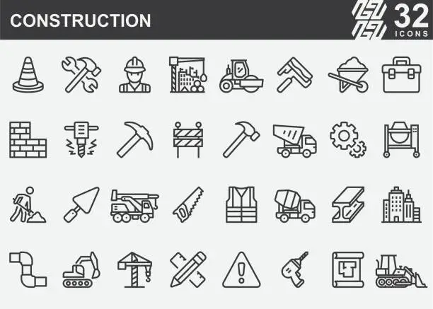 Vector illustration of Construction Line Icons