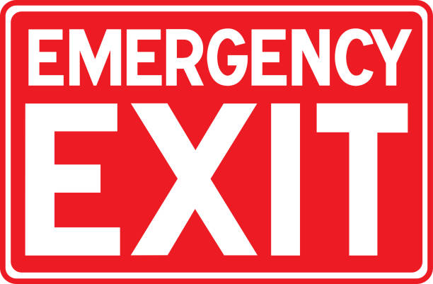 ilustrações de stock, clip art, desenhos animados e ícones de emergency sign: emergency exit - emergency exit
