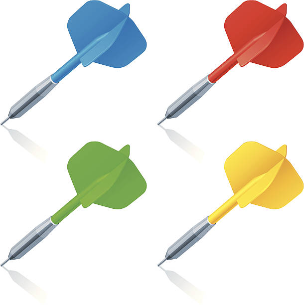 Darts. Set of 4 color darts. File includes additional formats(AI, PDF, SVG). darts stock illustrations