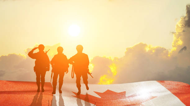 grußkarte für mohn tag, gedenktag. kanada-feier. konzept - patriotismus, ehre . 3d-illustration - canadian soldier stock-fotos und bilder