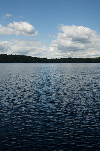 Calm and Cloudy Blue Lake stock photo