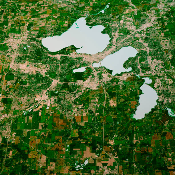 Madison Wisconsin 3D Render Map Color Top View Sept 2018