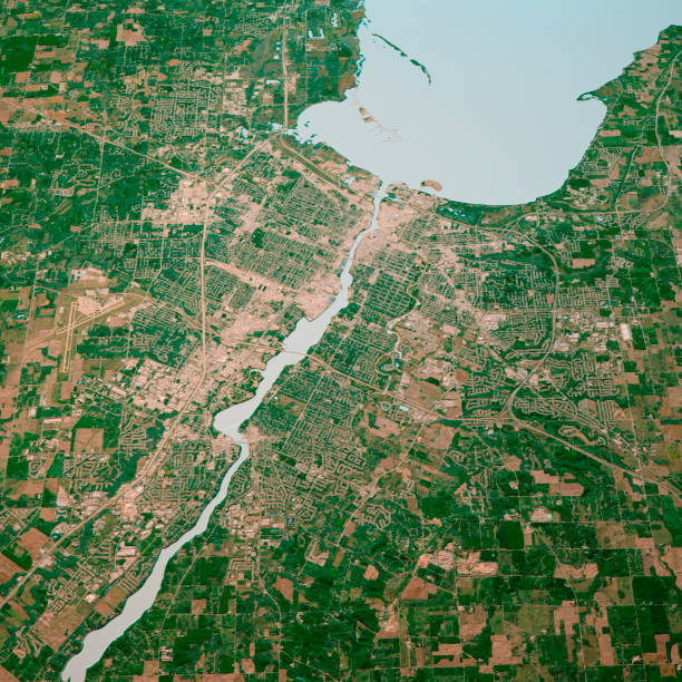 istock Green Bay Wisconsin 3D Render Map Color Top View Oct 2019 1207455338