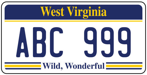 ilustrações de stock, clip art, desenhos animados e ícones de vehicle licence plates marking in west virginia, in the united states of america - license plate