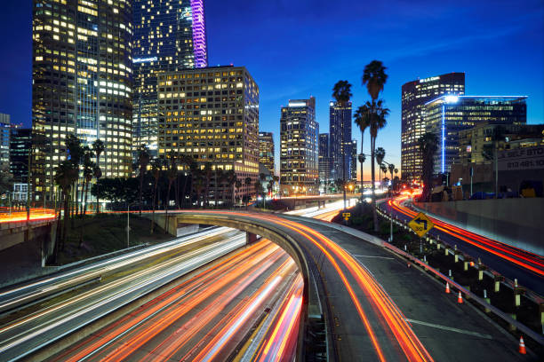 istock Downtown Los Angeles traffic at sunset 1207456709