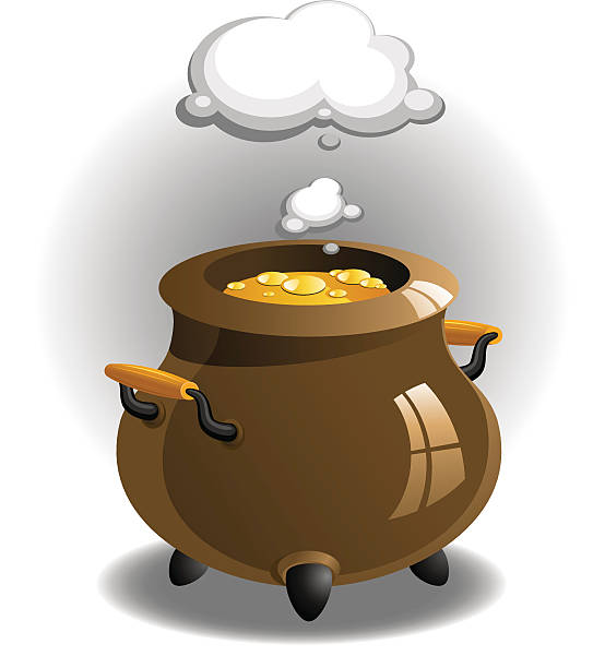 Pot of brew Pot of brew over white. EPS 8, AI, JPEG bewitchment stock illustrations