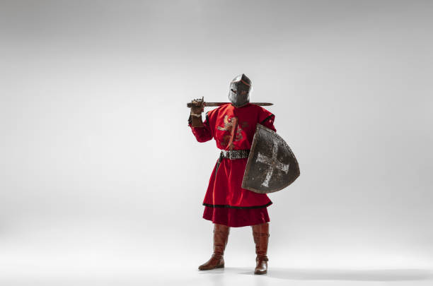 Medieval knight over stormy sky.From the same series