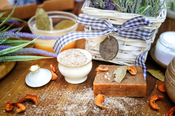 istock Cosmetics background, hand made artisan soap 1207459718
