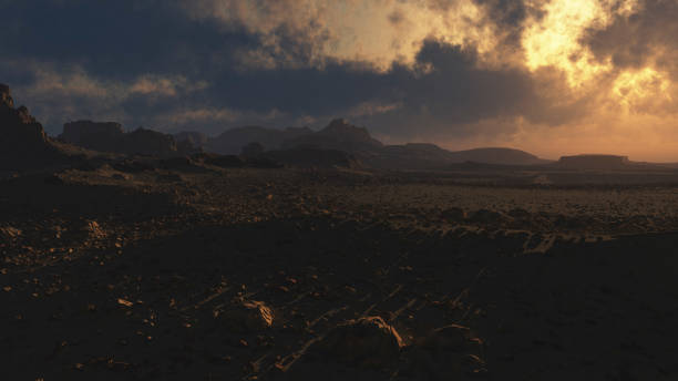 istock Rocky rugged remote landscape at cloudy sunset. 1207460547