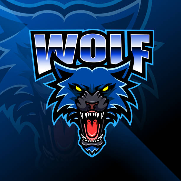 волк голову талисман логотип дизайн - indonesia football stock illustrations