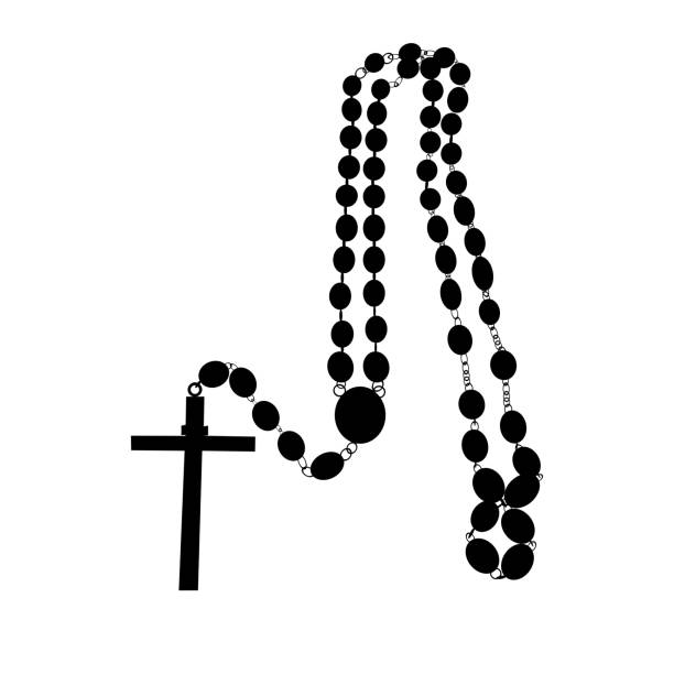 ilustrações, clipart, desenhos animados e ícones de chaplet do cristianismo - church symbol rosary beads christianity