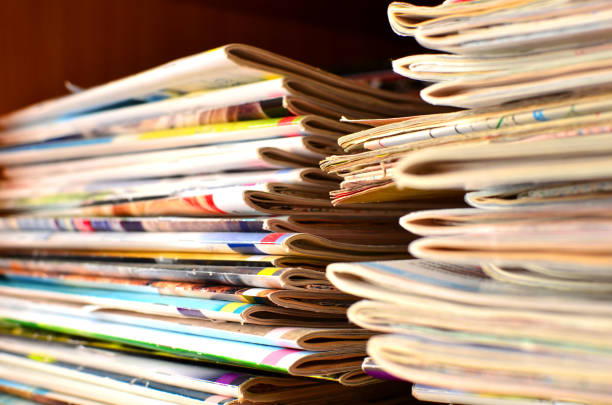 istock Extensive collection with a lot of glossy multi-colored magazines 1207472025