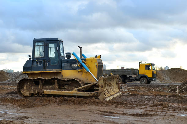 Yellow Excavator at Work.