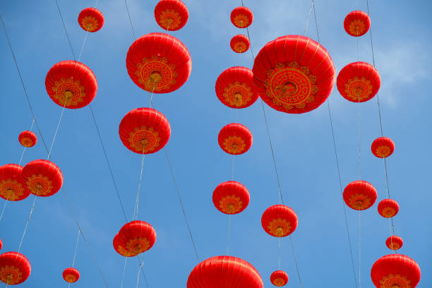istock Chinese Red Lantern in sky for Celebrate Spring Festival 1207473210