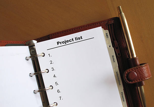 istock Business project list in a personal organizer 120747549