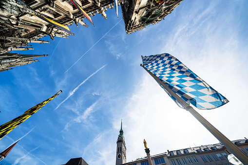 bavarian national flag in front of blue sky