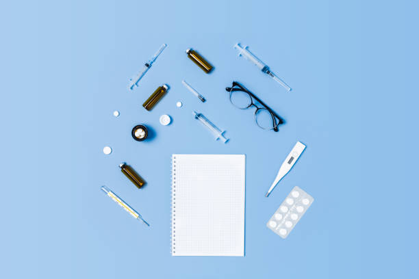 istock Medicine backdrop with special equipment. 1207479592