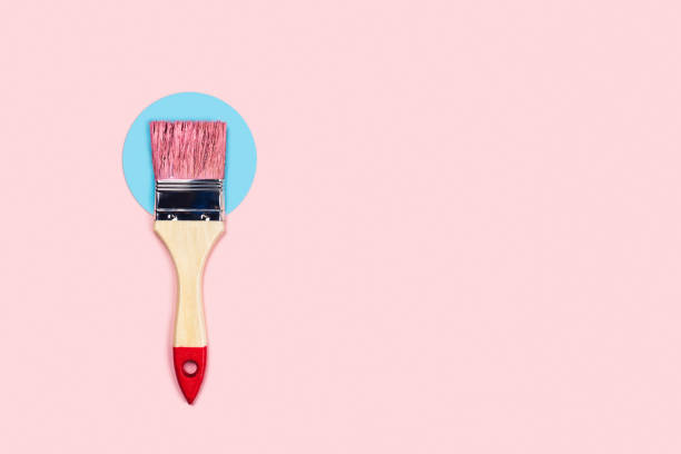 istock Color background with pink paint brush. 1207479593