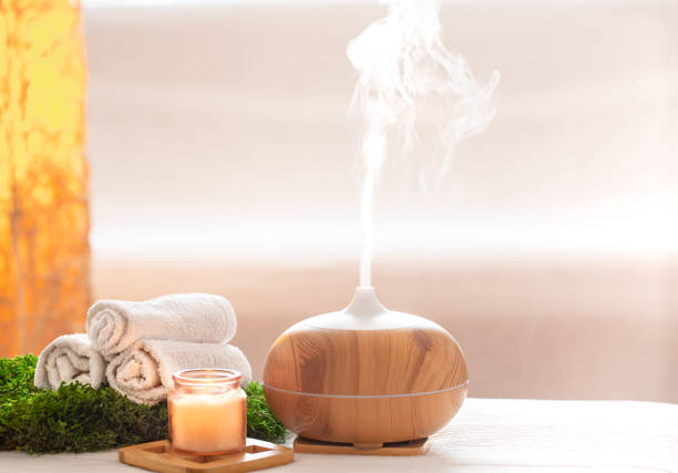 istock Spa composition with Aromatherapy and body care items. 1207481244