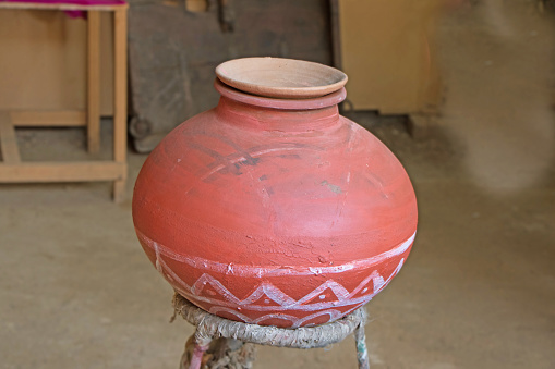 Display of Earthen pot on its stand