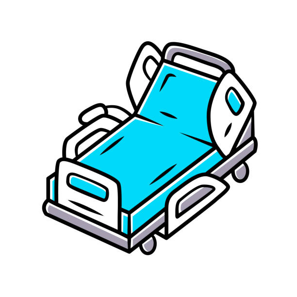 Motorized, electric hospital bed color icon. Device for physically disabled people. Paraplegic person treatment. Inpatient care, rehabilitation equipment. Isolated vector illustration Motorized, electric hospital bed color icon. Device for physically disabled people. Paraplegic person treatment. Inpatient care, rehabilitation equipment. Isolated vector illustration inpatient stock illustrations