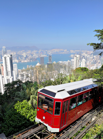 sightseeing peak tram in Hong Kong