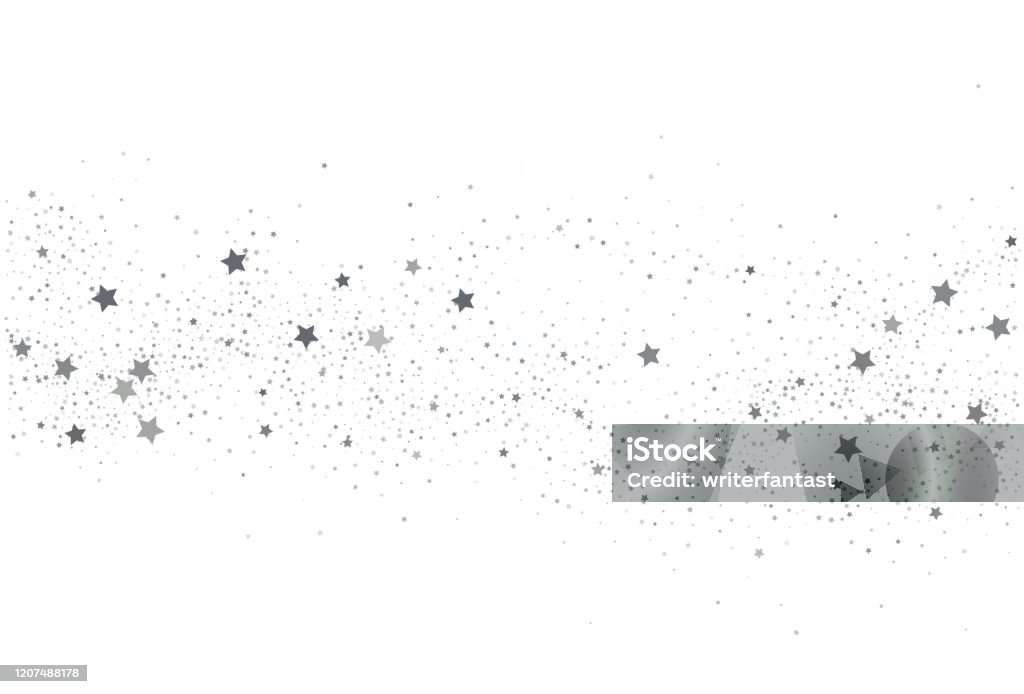 Легкий серебряный блеск конфетти фон. Белая текстура праздника - Векторная графика Форма звезды роялти-фри