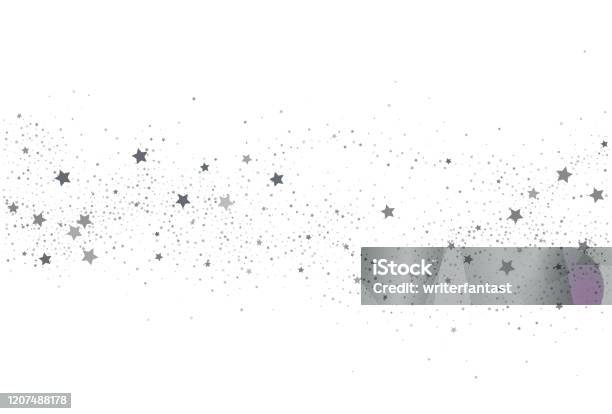 Легкий Серебряный Блеск Конфетти Фон Белая Текстура Праздника — стоковая векторная графика и другие изображения на тему Форма звезды