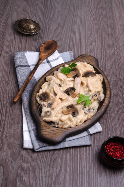 istock Stewed meat slices with mushrooms 1207490079