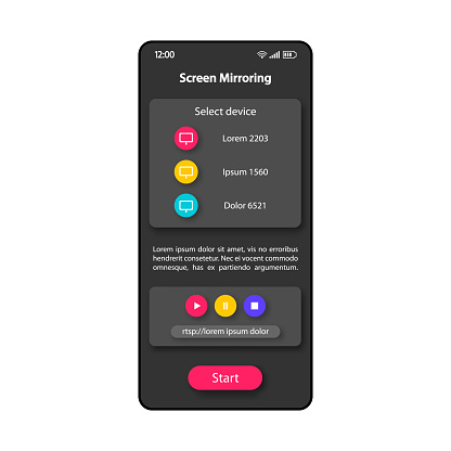 Transcreen App Screen Mirroring Tool Smartphone Interface Vector Template Mobile App ...