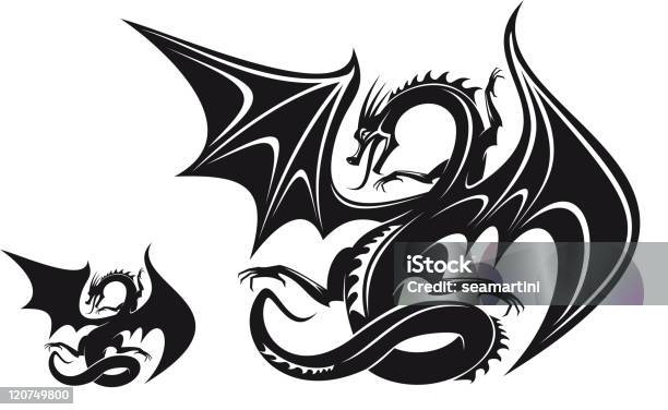 Ilustración de Antigua Dragon y más Vectores Libres de Derechos de Dragón - Dragón, Abstracto, Ala de animal