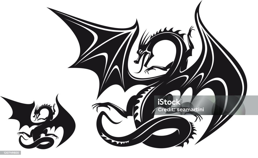 Ancient dragon Ancient dragon for tattoo design Dragon stock vector