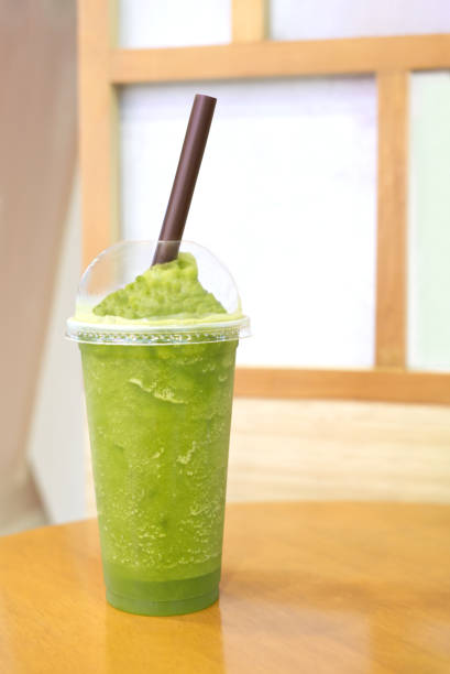 istock Green tea blended on the table in the dessert shop. 1207499441