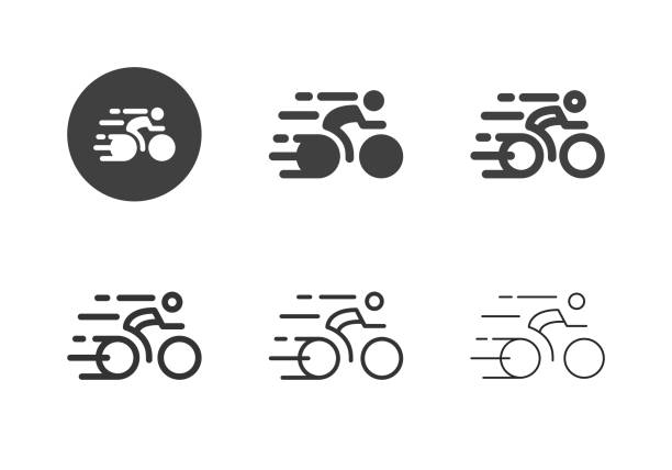 레이싱 자전거 아이콘 - 멀티 시리즈 - 운동 경기 피리어드 일러스트 stock illustrations