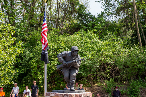 Ephrata, PA, USA - May 25, 2015: Hometown hero of WWII, Band of Brothers Commander Major Richard Winters statue was unveiled and dedicated on Memorial Day.