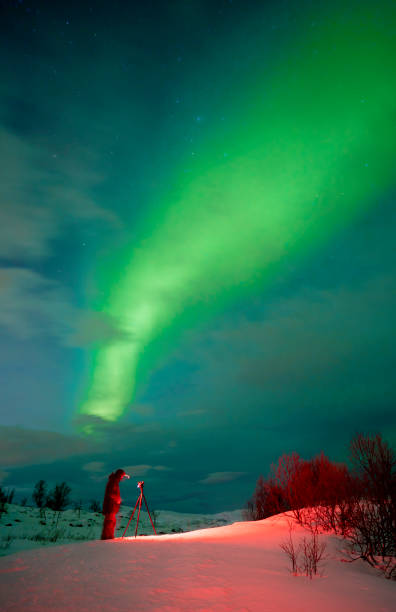 polar lights on Kvaloeya island near Tromsoe, northern Norway, landscapephotography